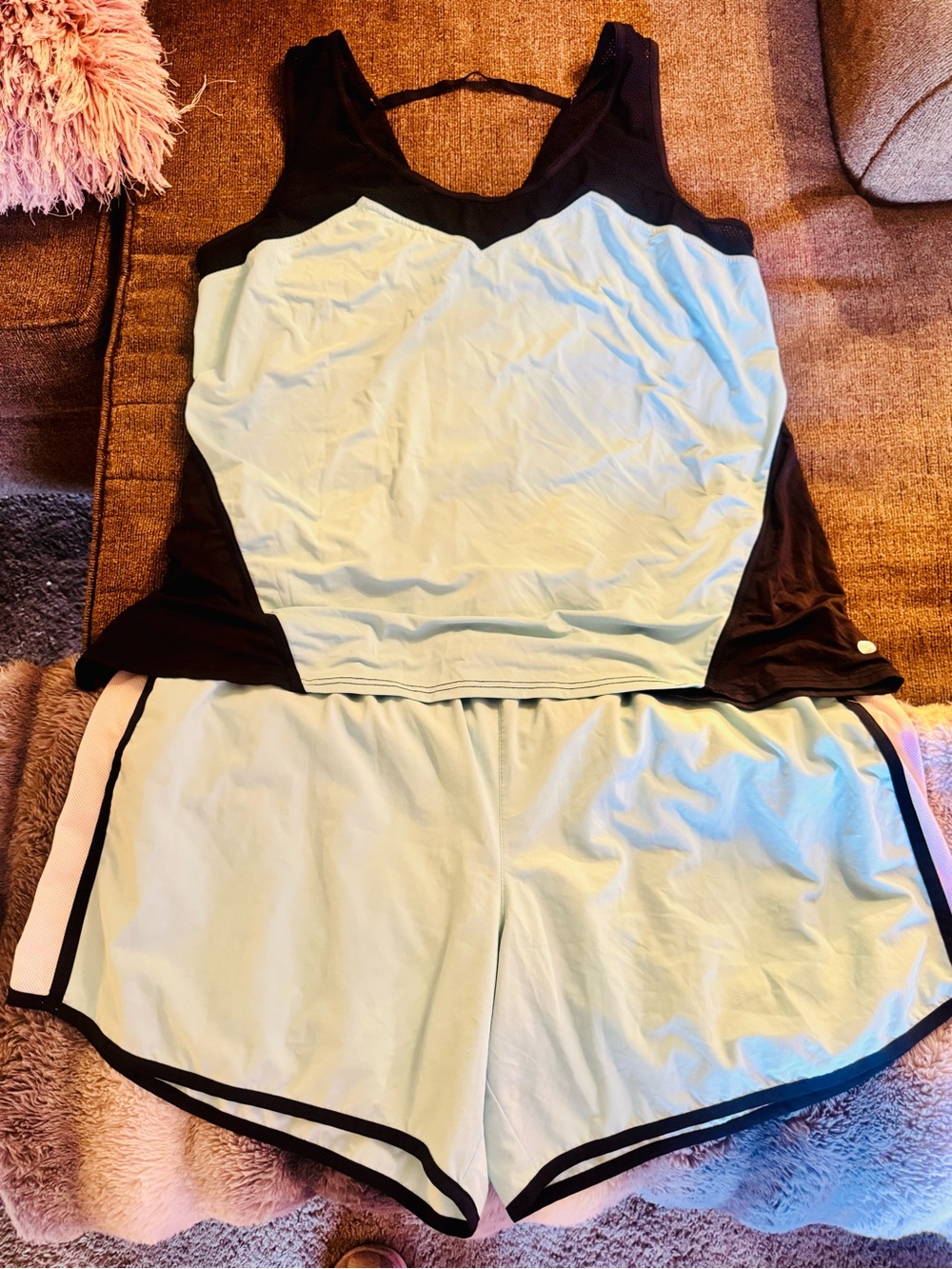 Lane Bryant Livi Turquoise and Black Athletic Shorts Set 22/24